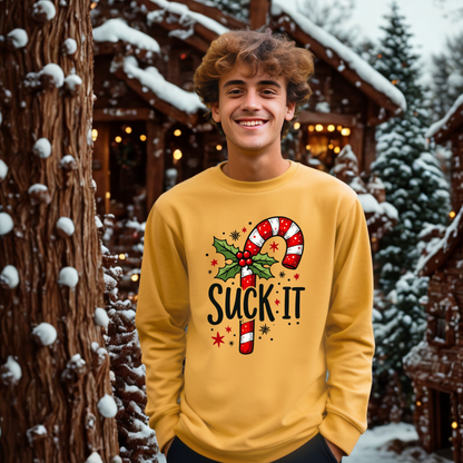 Funny Suck It Candy Cane Christmas Sweatshirt