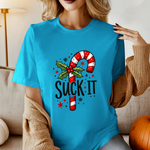 Funny 'Suck It' Candy Cane Christmas T-Shirt - Sarcastic Holiday Tee