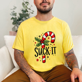 Funny 'Suck It' Candy Cane Christmas T-Shirt - Sarcastic Holiday Tee