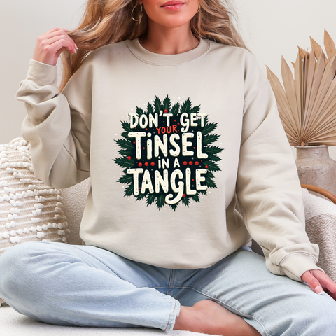Sarcastic Christmas Sweatshirt, "Don't Get Your Tinsel in a Tangle" Sweater
