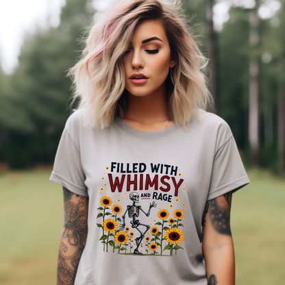 Filled with Whimsy and Rage Sunflower Skeleton T-Shirt