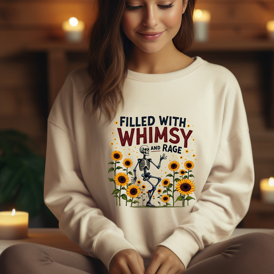 Whimsy & Rage Sunflower Skeleton Sweatshirt