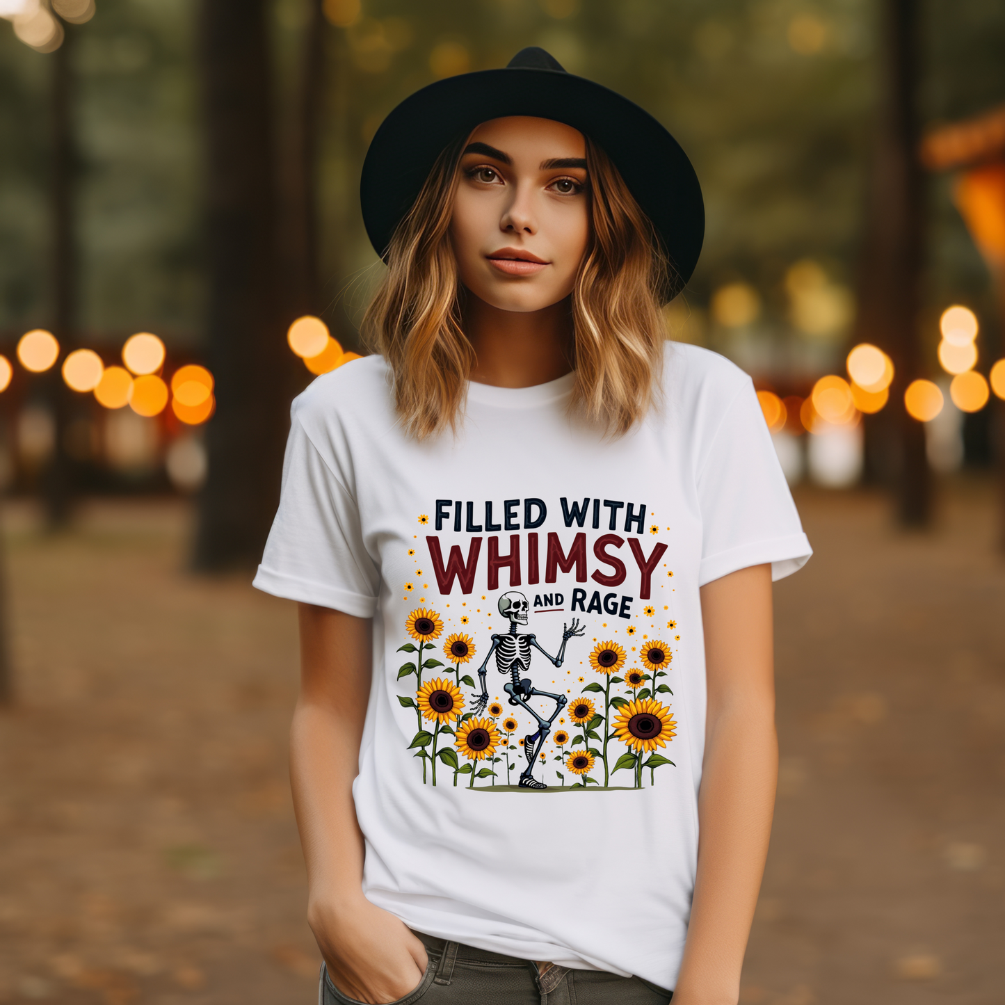 Filled with Whimsy and Rage Sunflower Skeleton T-Shirt