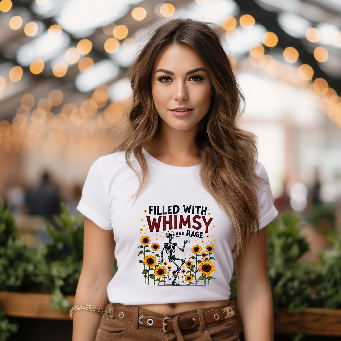 Filled with Whimsy and Rage Sunflower Skeleton T-Shirt