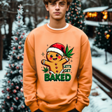 Let's Get Baked Funny Christmas Sweater, Funny Holiday Gingerbread Man Sweatshirt, Cannabis Humor Clothing