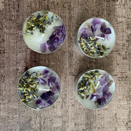 Lavender & Amethyst Calming Intention Tealight Candles