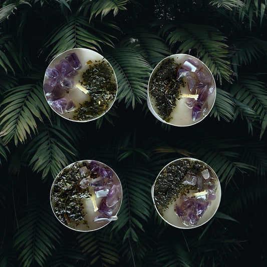 Spearmint & Amethyst Clarity, Stress Relief & Balance Intention Tealight Candles