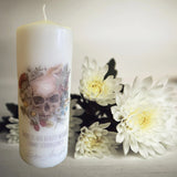 Skull Candle - Skull Pillar Candle - Edgar Allan Poe Quote Candle - Floral Gothic Skull Pillar Candle - Witchy Pillar Candle - Gothic Quote