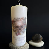 Skull Candle - Skull Pillar Candle - Edgar Allan Poe Quote Candle - Floral Gothic Skull Pillar Candle - Witchy Pillar Candle - Gothic Quote