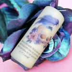 Skull & Raven Floral Pillar Candle