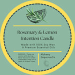 Rosemary & Lemon Intention Candle - 4 oz Intention Soy Candle - 4 oz Soy Candle - Clear Quartz Crystal Intention Candle - Protection Candle