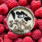 Raspberry & Green Tea Candle - 4 oz Intention Soy Candle - 4 oz Soy Candle - Black Obsidian Crystal Intention Candle - Fertility Intention Candle