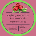 Raspberry & Green Tea Candle - 4 oz Intention Soy Candle - 4 oz Soy Candle - Black Obsidian Crystal Intention Candle - Fertility Intention Candle