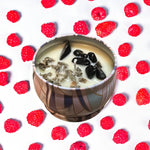 Raspberry & Green Tea Candle - 4 oz Intention Soy Candle - 4 oz Soy Candle - Black Obsidian Crystal Intention Candle - Fertility Intention Candle