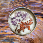Sandalwood & Amethyst Candle - 4 oz Intention Soy Candle - 4 oz Soy Candle - Amethyst Crystal Intention Candle - Success and Healing Candle