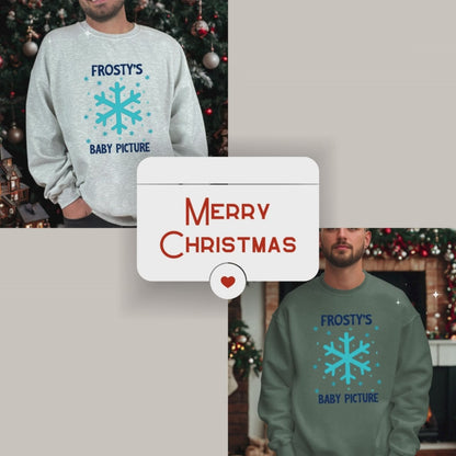 Frosty's Baby Picture Whimsical Christmas Sweatshirt